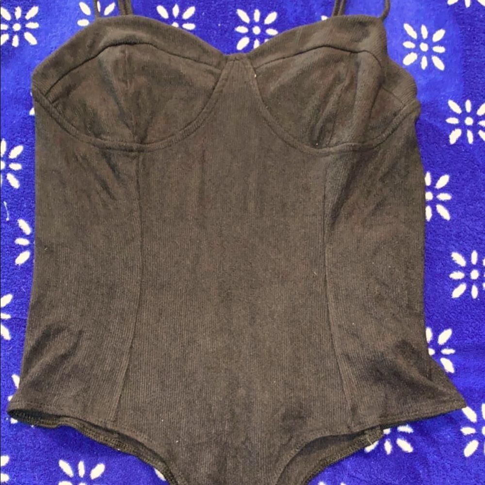 Black corduroy body suit